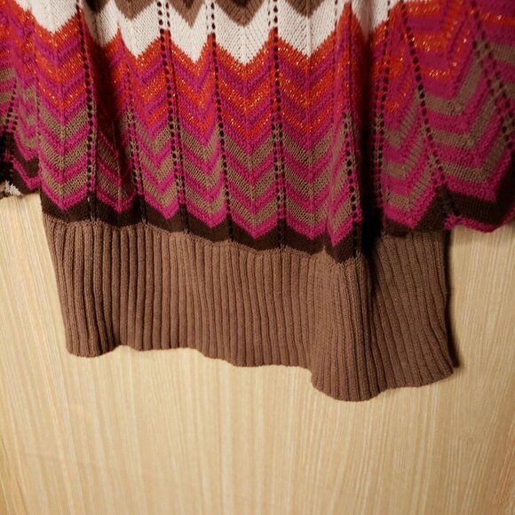 NY Collection Chevron Retro Look Poncho Sweater - Picture 3 of 8